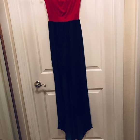 Red strapless with black sheer on bottom half - Picture 7 of 8